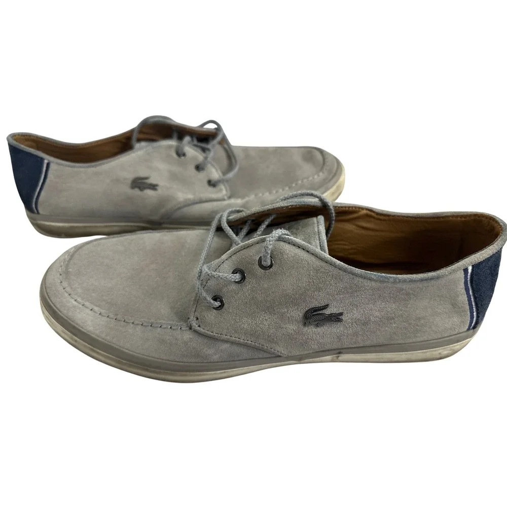 Lacoste Sevrin 7 Suede Leather‎ Casual Boat Shoes Gray Blue Mens Size 12